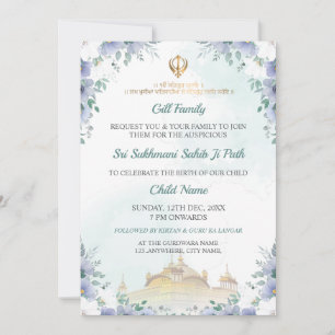 Carte d'invitation pour Sukhmani Sahib Path, carte
