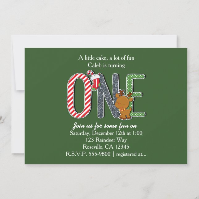 Carte d'invitation pour un 1er anniversaire Noël O (Devant)