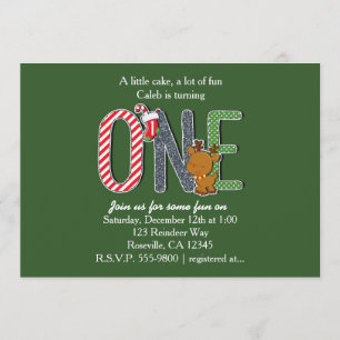 Carte d'invitation pour un 1er anniversaire Noël O