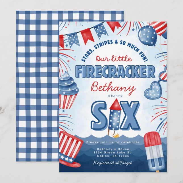 Carte d'invitation pour un anniversaire de 6 ans l (Devant / Derrière)
