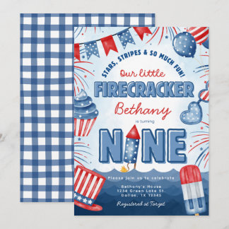 Carte d'invitation pour un anniversaire le 4 juill