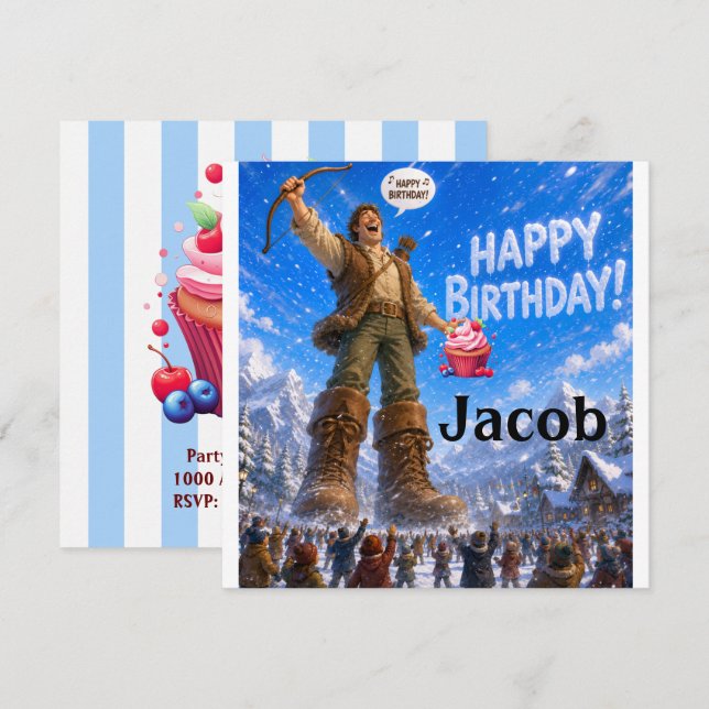 Carte d'invitation pour un joyeux anniversaire  (Devant / Derrière)