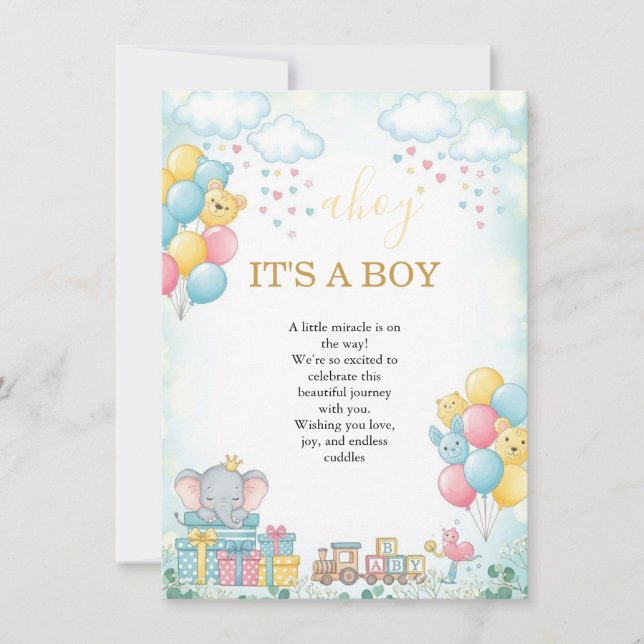 Carte d'invitation pour une Baby Shower 'C'est un  (Devant)