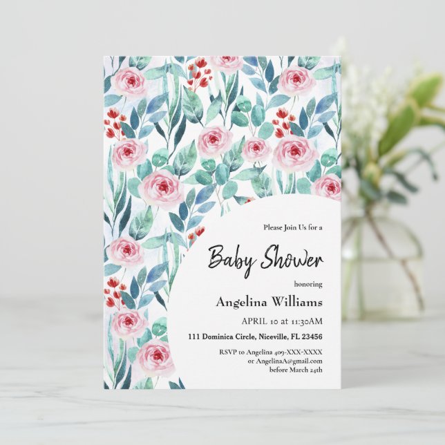 Carte d'invitation pour une baby shower en vue de  (Debout devant)