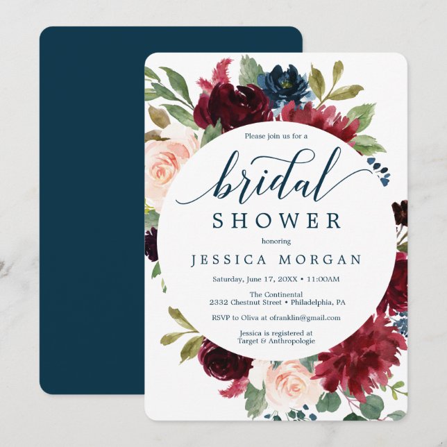 Carte d'invitation pour une douche nuptiale de la  (Devant / Derrière)