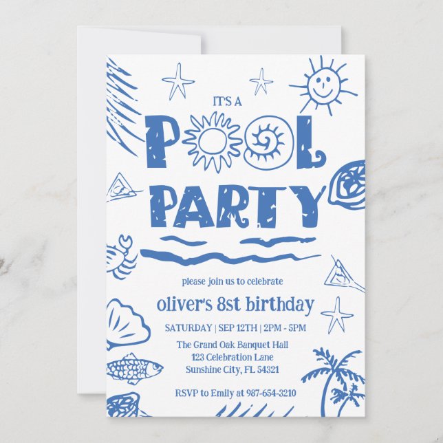 Carte d'invitation pour une fête au bord de la pis (Devant)