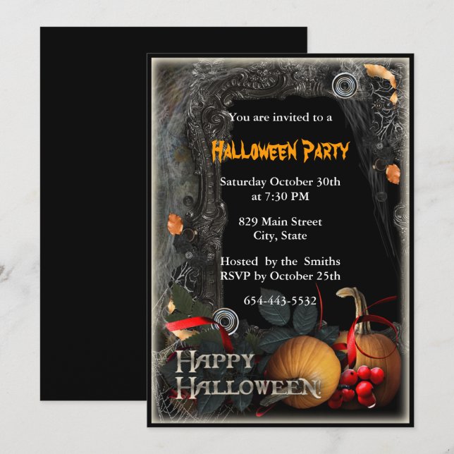 Carte d'invitation pour une fête avec un livre de  (Devant / Derrière)