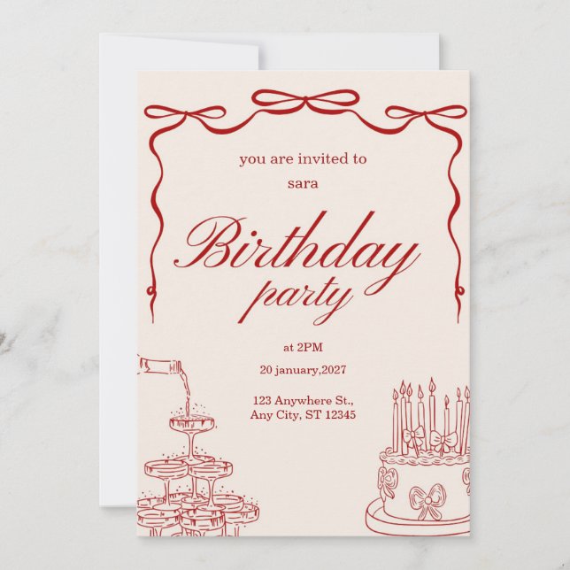 carte d'invitation pour une fête d'anniversaire (Devant)