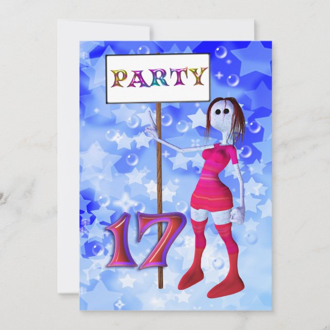 Carte d'invitation pour une fête d'anniversaire 17 (Devant)