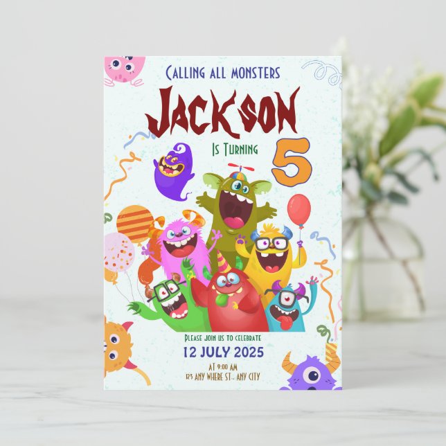 Carte d'invitation pour une fête d'anniversaire de (Debout devant)