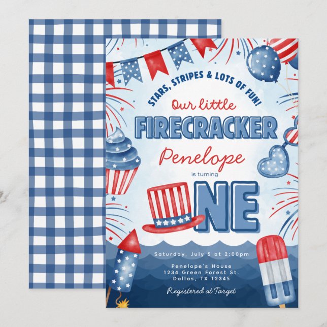 Carte d'invitation pour une fête d'anniversaire le (Devant / Derrière)