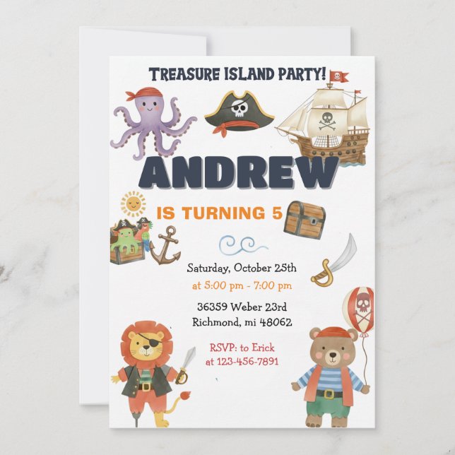 Carte d'invitation pour une fête d'anniversaire pi (Devant)