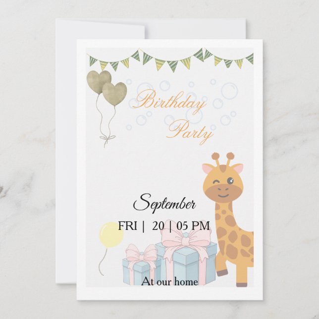 Carte d'invitation pour une fête d'anniversaire su (Devant)