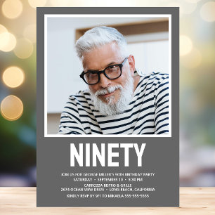Carte d'invitation pour une fête de 90 ans avec ph