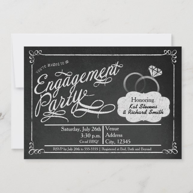 Carte d'invitation pour une fête de fiançailles en (Devant)