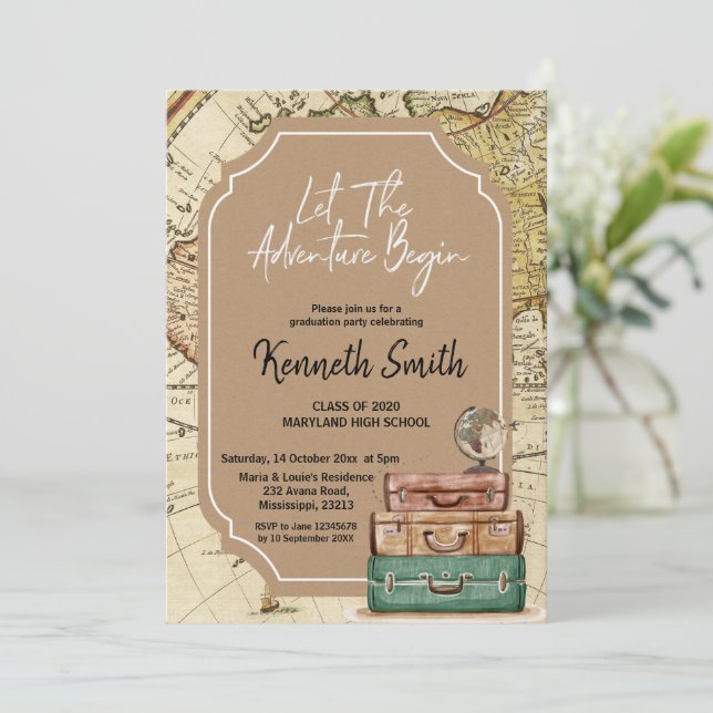 Carte d'invitation pour une fête de fin d'études s (Debout devant)