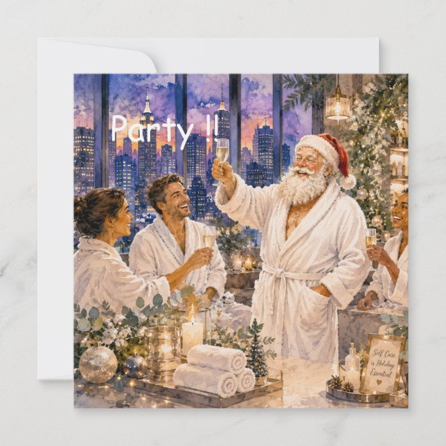 Carte d'invitation pour une fête de spa à Noël (Devant)