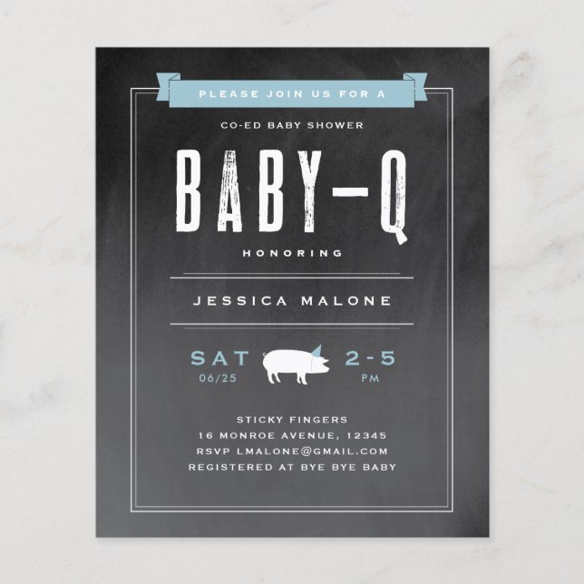 Carte d'invitation pour une fête prénatale BBQ Béb (Devant)