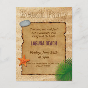 Carte d'invitation pour une fête sur la plage avec