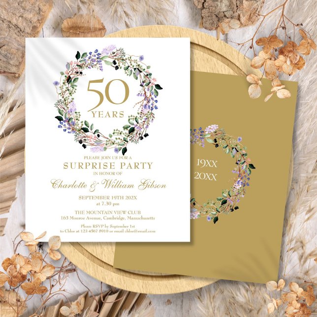 Carte d'invitation pour une fête surprise de 50e a (Budget Surprise Party 50th Anniversary Invitation)