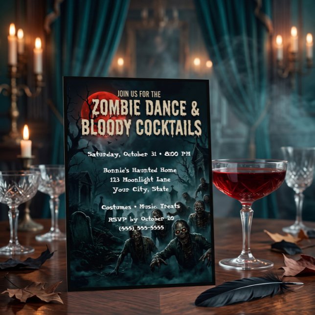 Carte d'invitation pour une soirée dansante Zombie (Créateur téléchargé)