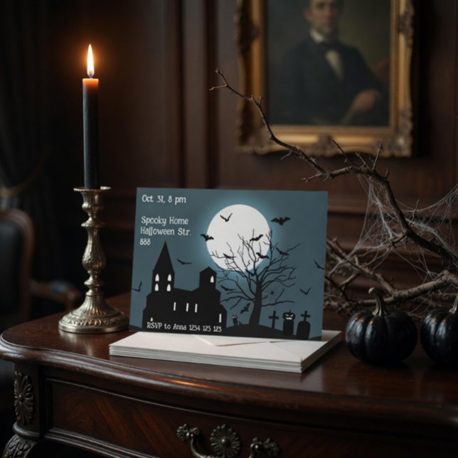 Carte d'invitation pour une soirée Halloween au ch (Créateur téléchargé)