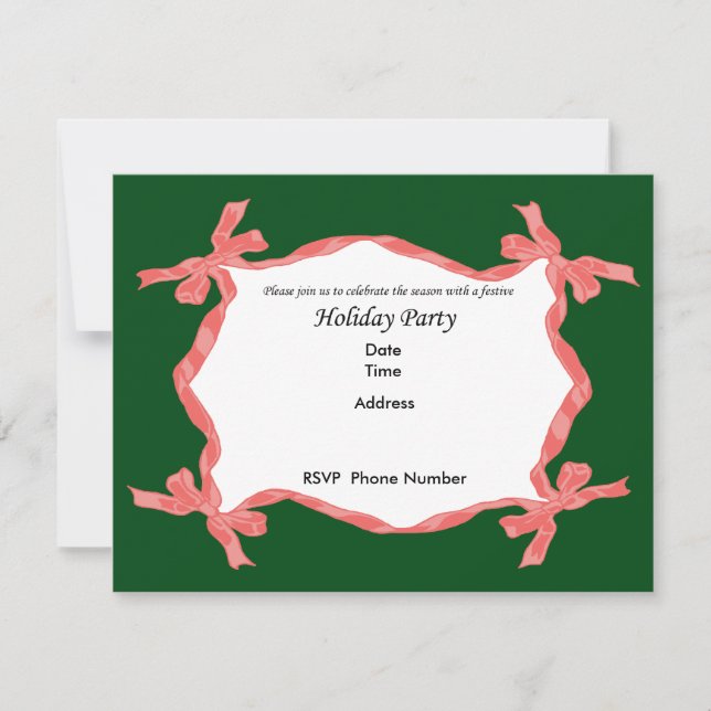 Carte d'invitation Red Ribbon Holiday Party (Devant)