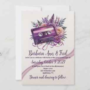 Carte d'invitation Retro Violet Vibes Cassette