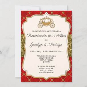 Carte d'invitation royale rouge et or