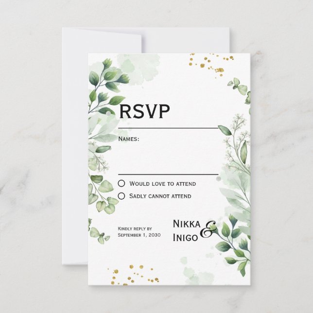 Carte d'invitation RSVP à motif d'aquarelle de ver (Devant)