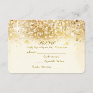 Carte d'invitation RSVP élégante avec lumières dor
