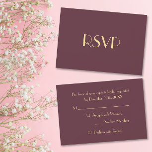 Carte d'invitation RSVP élégante moderne bordeaux