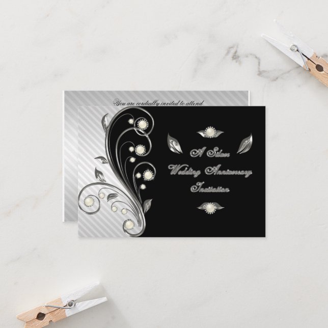 Carte d'invitation RSVP pour les 25 ans de mariage (Devant/Arrière en situation)