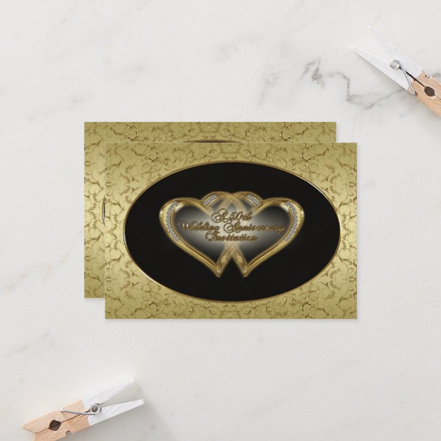 Carte d'invitation RSVP pour les 50 ans de mariage (Devant/Arrière en situation)
