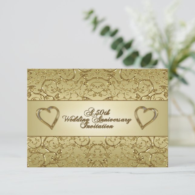 Carte d'invitation RSVP pour les 50 ans de mariage (Debout devant)