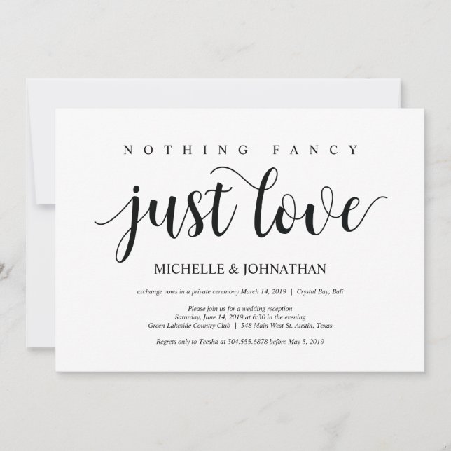 Carte d'invitation Rustic Elopement (Devant)