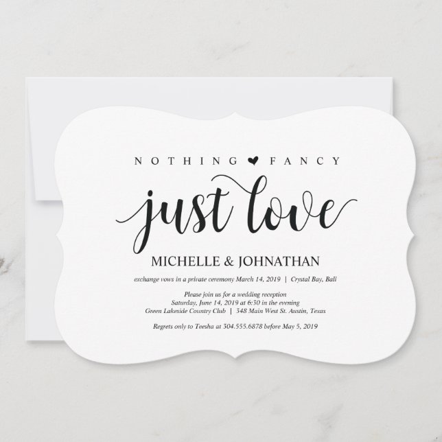 Carte d'invitation Rustic Elopement (Devant)