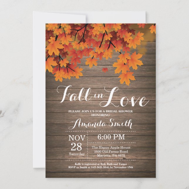 Carte d'invitation Rustic Fall Bridal Douche (Devant)