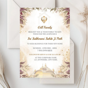 Carte d'invitation Sikh Houseéchauffement, Sukhman