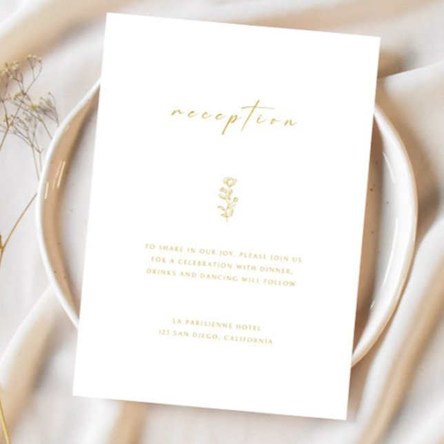 Carte d'invitation simple en or et blanc pour réce (Créateur téléchargé)