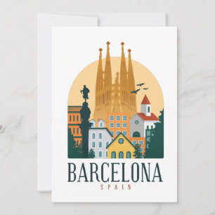 Carte d'invitation Skyline Espagne Barcelone