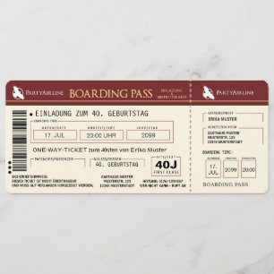 carte d'invitation spéciale pour les 40 ans