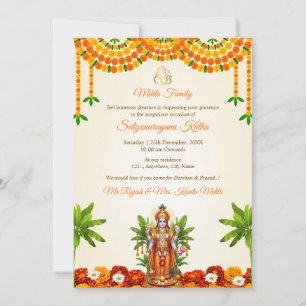 Carte d'invitation Sri Satyanarayan Bhagwan Puja