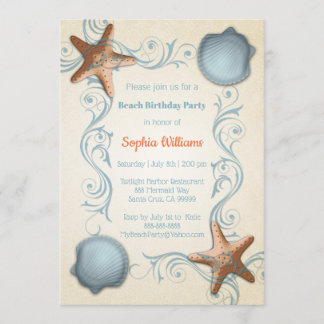 Carte d'invitation Starfish Beach Party