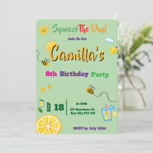 Carte d'invitation thème citron vert pour annivers