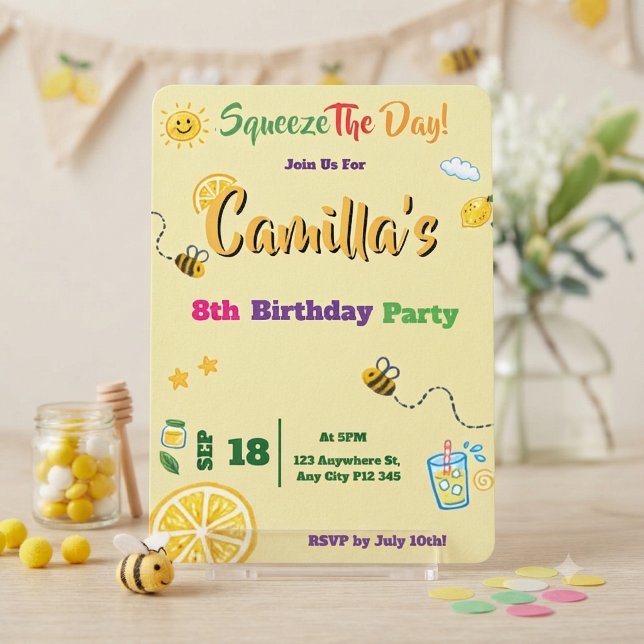 Carte d'invitation thème lemon pour anniversaire d (Créateur téléchargé)