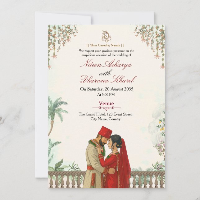 Carte d'invitation traditionnelle de mariage népal (Dos)