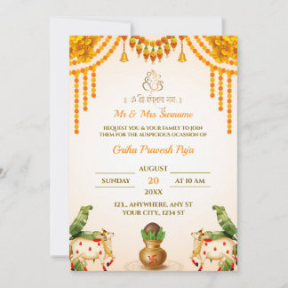 Carte d'invitation traditionnelle Griha Pravesh