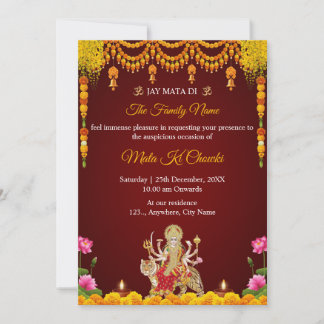 Carte d'invitation traditionnelle Mata Ki Chowki