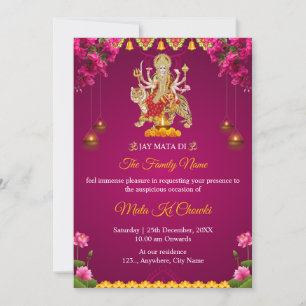Carte d'invitation traditionnelle Mata Ki Chowki